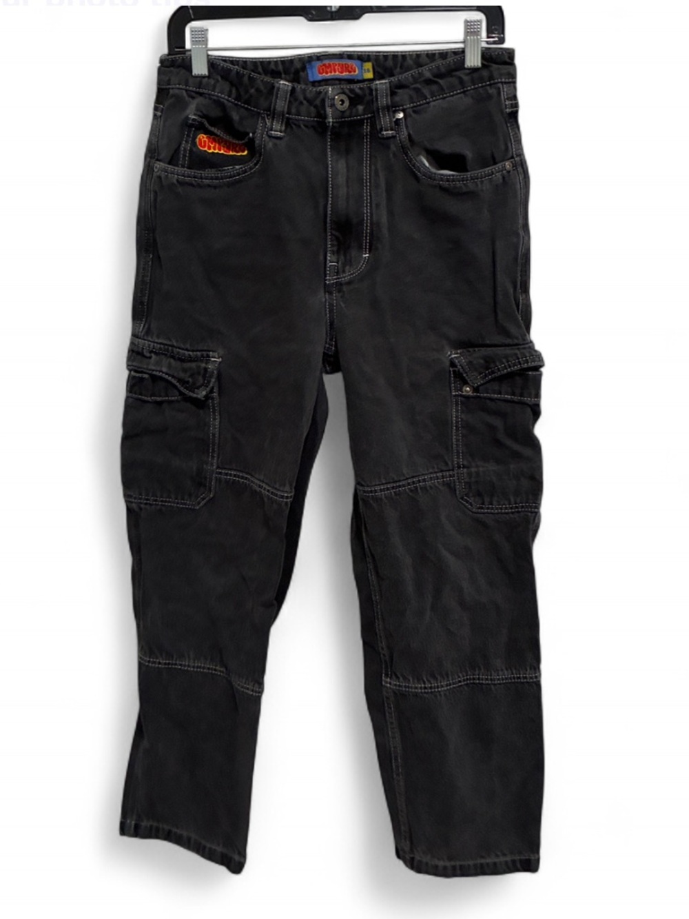 Empyre Washed Black Cargo Jeans with Utility Pockets
